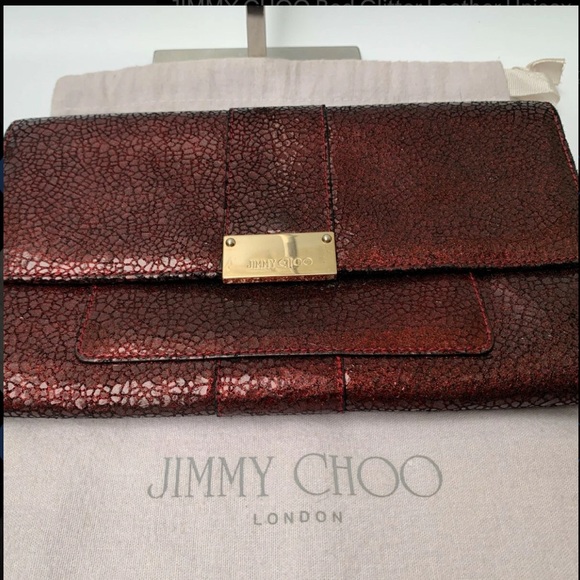 Jimmy Choo Burgundy Red Textured Clutch - Picture 1 of 1